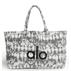 ALO Yoga Gray Tie-Dye Canvas Cotton Large Tote Bag, NWT